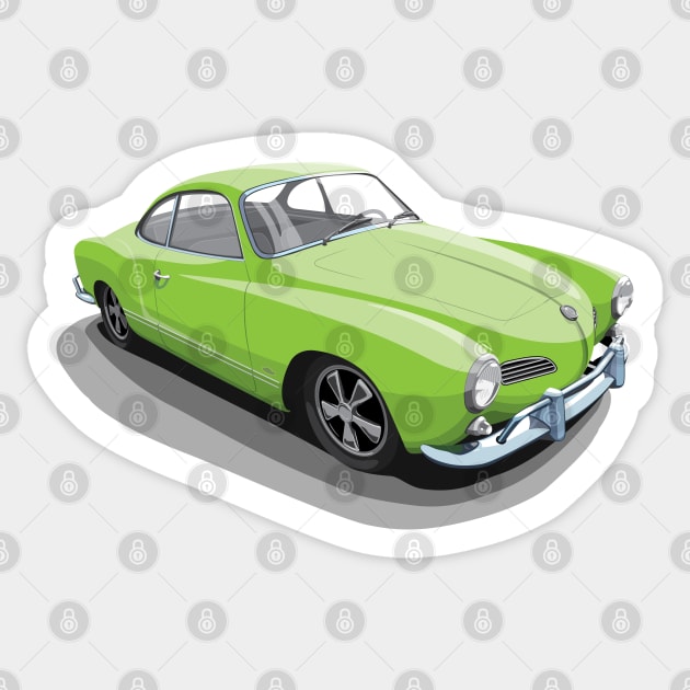 karmann ghia in light green Sticker by candcretro